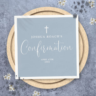 Moderne elegante Script-Dusty Blue-Bestätigung Serviette