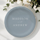 Moderne, elegante Script Dusty Blue Wedding Pappteller
