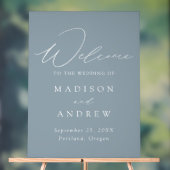 Moderne, elegante Script Dusty Blue Wedding Willko Acrylschild (Neutral)