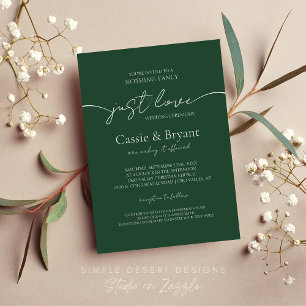 Moderne, elegante Script Emerald Green Wedding Einladung