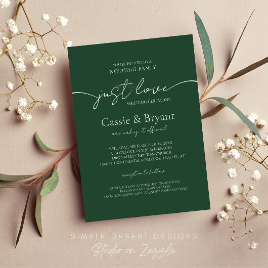 Moderne, elegante Script Emerald Green Wedding Einladung