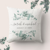 Moderne Elegante Script Eukalyptus Greenerity Wedd Kissen