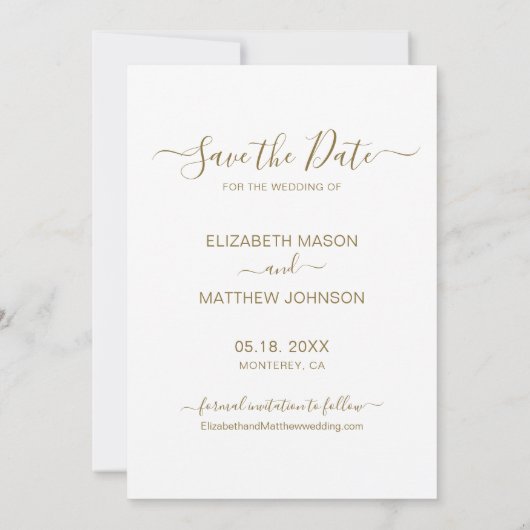 Moderne, elegante Script Foto Collage Wedding Rett Save The Date (Rückseite)