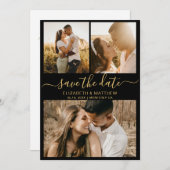 Moderne, elegante Script Foto Collage Wedding Rett Save The Date (Vorne/Hinten)