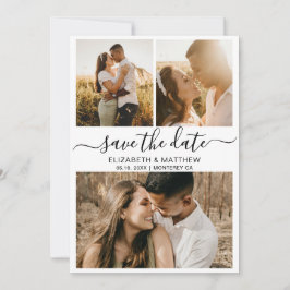 Moderne, elegante Script Foto Collage Wedding Rett Save The Date