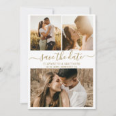 Moderne, elegante Script Foto Collage Wedding Save The Date (Vorderseite)