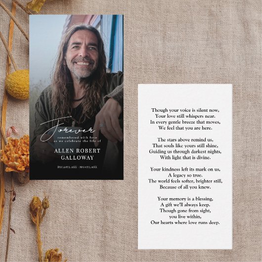 Moderne elegante Script-Foto-Erinnerungskarte Visitenkarte