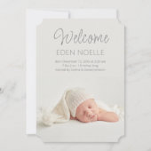 Moderne elegante Script-Foto-Geburtshinweise Einladung (Vorderseite)