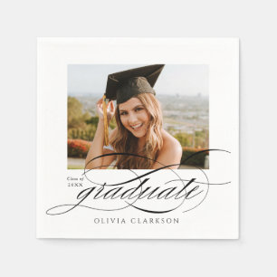 Moderne elegante Script-Foto-Graduierungspartei Serviette