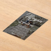 Moderne, elegante Script-Foto-Hochzeit Acryleinladungen (Ablage )