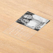 Moderne, elegante Script-Foto-Hochzeit Acryleinladungen (Ablage )