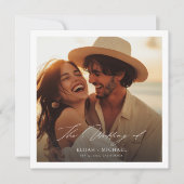 Moderne elegante Script-Foto-Hochzeit auf dem Squa Einladung (Vorderseite)