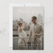 Moderne, elegante Script-Foto Hochzeit Dankeschön- Einladung (Vorderseite)