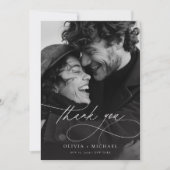 Moderne, elegante Script-Foto-Hochzeit Dankeskarte (Vorderseite)