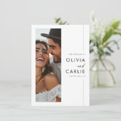 Moderne, elegante Script-Foto-Hochzeit Einladung (Stehend Vorderseite)