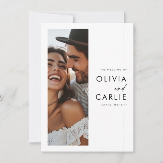 Moderne, elegante Script-Foto-Hochzeit Einladung (Vorderseite)