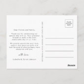 Moderne, elegante Script Foto Hochzeit Vielen Dank Postkarte (Rückseite)
