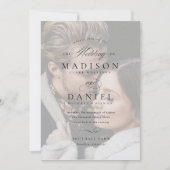 Moderne, elegante Script-Foto-Overlay-Hochzeit Einladung (Vorderseite)