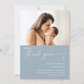 Moderne elegante Script-Foto-Taufe Danke-Karte Einladung (Vorderseite)