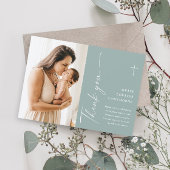 Moderne elegante Script-Foto-Taufe Dankeskarte