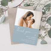 Moderne elegante Script-Foto-Taufe Dankeskarte