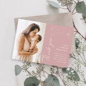 Moderne elegante Script-Foto-Taufe Dankeskarte