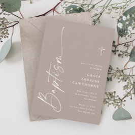 Moderne elegante Script-Gender Neutral Boho Taufe Einladung