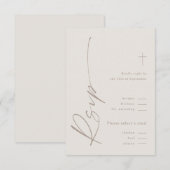 Moderne elegante Script-Gender Neutral Boho Taufe RSVP Karte (Vorne/Hinten)