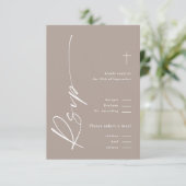 Moderne elegante Script-Gender Neutral Boho Taufe RSVP Karte (Stehend Vorderseite)