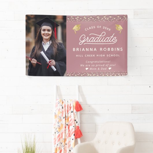 Moderne, elegante Script Gold Abschluss Foto Cassi Banner (Insitu)