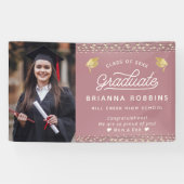 Moderne, elegante Script Gold Abschluss Foto Cassi Banner (Horizontal)