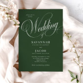 Moderne, elegante Script Green Wedding Einladung