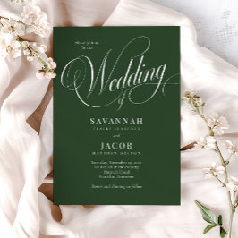 Moderne, elegante Script Green Wedding Einladung
