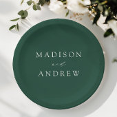 Moderne, elegante Script Green Wedding Pappteller