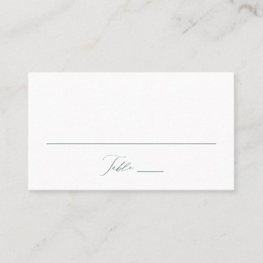 Moderne, elegante Script Green Wedding Platzkarte (Vorderseite)
