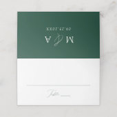 Moderne, elegante Script Green Wedding Platzkarte (Außenseite Aufgefaltet)