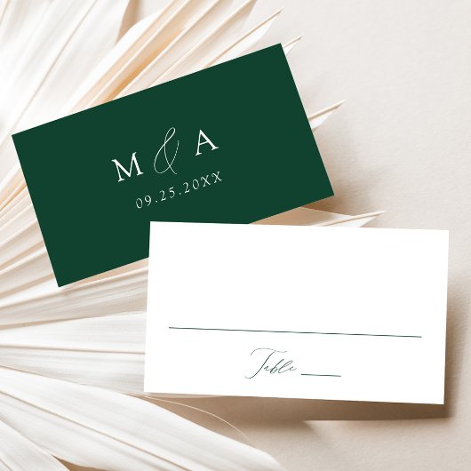 Moderne, elegante Script Green Wedding Platzkarte