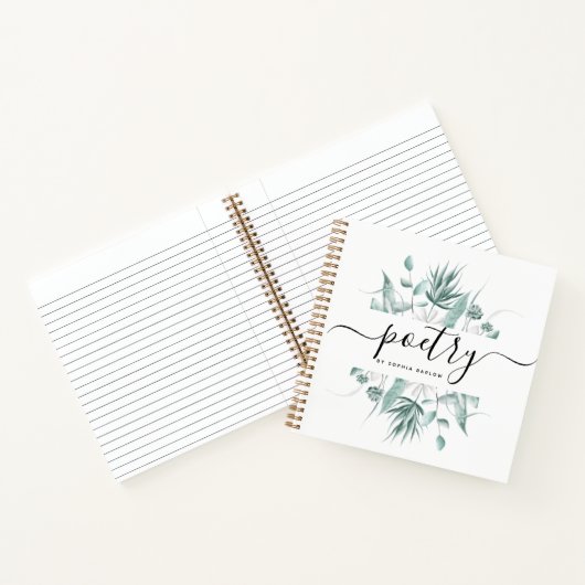 Moderne, elegante Script Greenery Custom Poetry Notizblock (Innenseite)