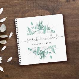 Moderne, elegante Script Greenery Wedding Guest Notizblock