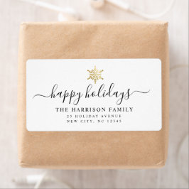 Moderne elegante Script Happy Holidays Gold Snowfl