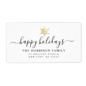 Moderne elegante Script Happy Holidays Gold Snowfl (Vorne)