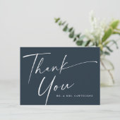 Moderne, elegante Script-Hochzeit Dankeskarte (Stehend Vorderseite)