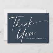 Moderne, elegante Script-Hochzeit Dankeskarte (Vorderseite)