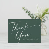 Moderne, elegante Script-Hochzeit Dankeskarte (Stehend Vorderseite)