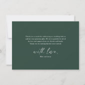 Moderne, elegante Script-Hochzeit Dankeskarte (Rückseite)