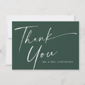 Moderne, elegante Script-Hochzeit Dankeskarte (Vorderseite)