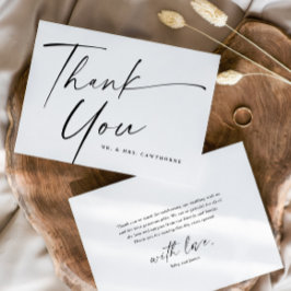 Moderne, elegante Script-Hochzeit Dankeskarte