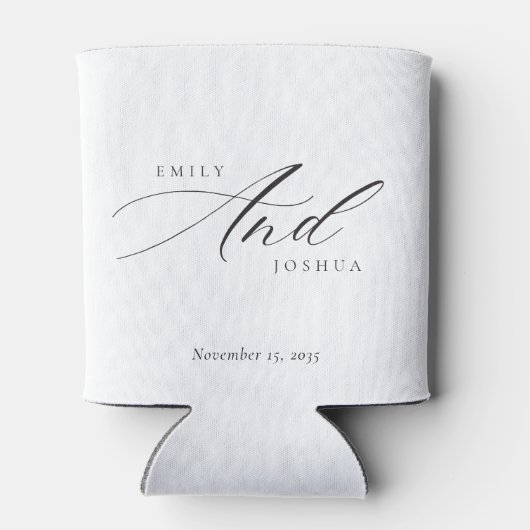 Moderne, elegante Script-Hochzeit Dosenkühler (Rückseite)