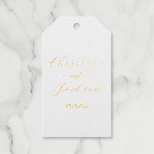 Moderne, elegante Script-Hochzeit Geschenkanhänger (Vorderseite)