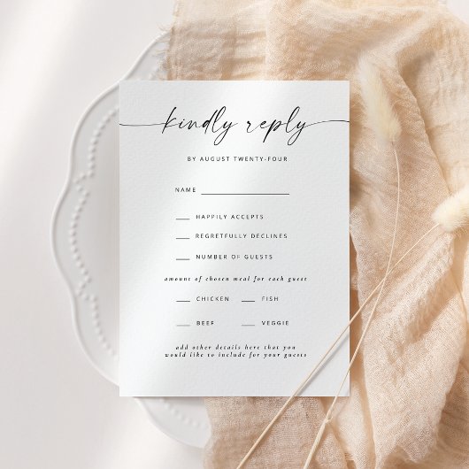 Moderne, elegante Script-Hochzeit RSVP Einladung